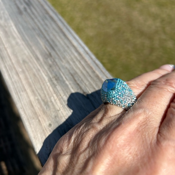 Vintage Swarovski Pave set crystal ring Sz 6 - Picture 4 of 7